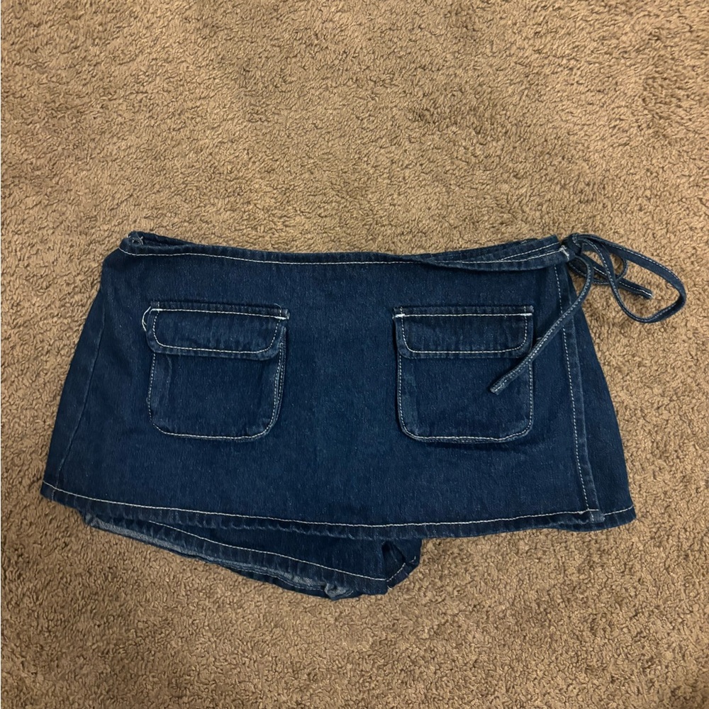 Lioness Dark Blue Denim Skort